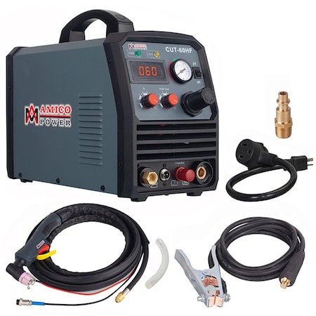 Amico Electric 60 Amp Non-touch Pilot Arc Plasma Cutter, Pro. 100250V Wide Voltage, 4/5 in Clean Cut Cutting. CUT-60HF